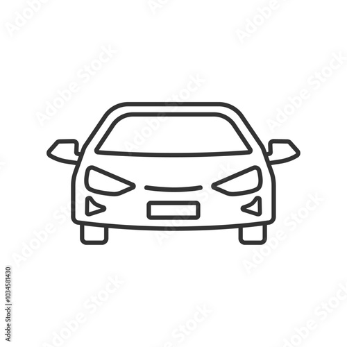 セダン(乗用車)の線画ベクターアイコン単体 アウトライン