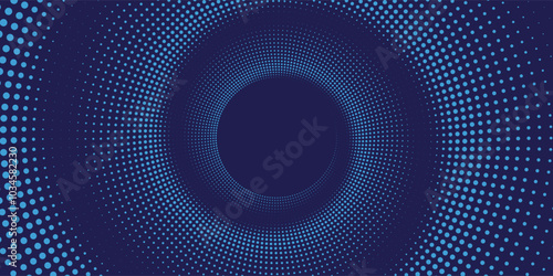 Abstract blue glowing geometric lines on dark blue background. Modern shiny blue circle lines pattern. Futuristic technology concept