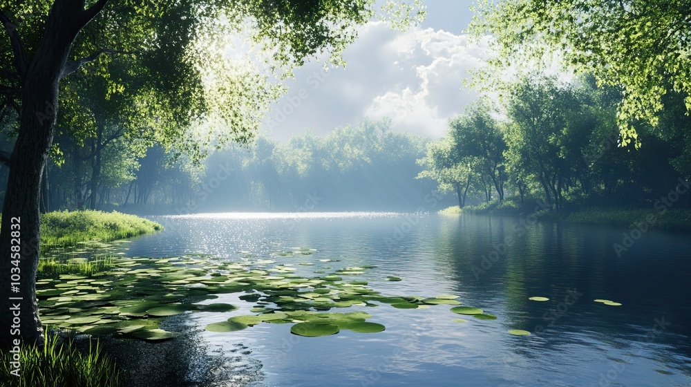 Serene Lake in a Lush Forest Serene Lake in a Lush Forest