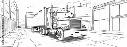 vector drawing of a truck standing on loading cargo .Generative AI