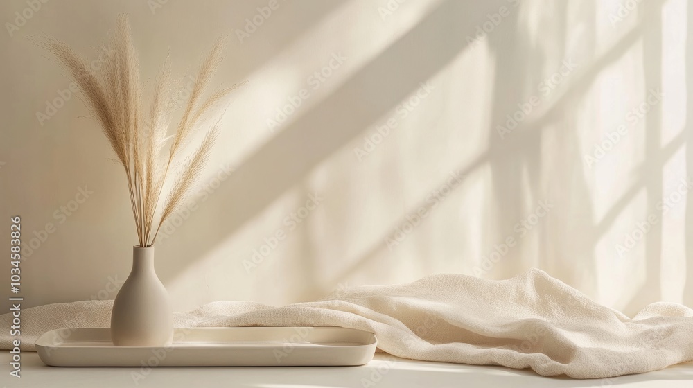 Minimalist Home Decor with Pampas Grass and Sunlight Minimalist Home Decor with Pampas Grass and Sunlight