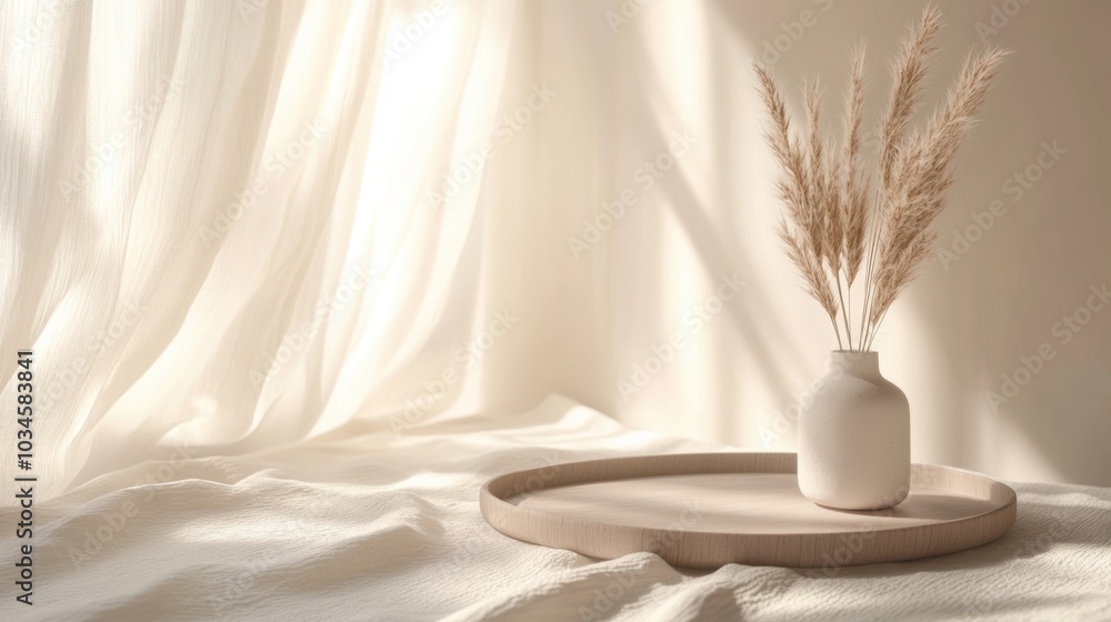 Minimalist Home Decor with Dried Grass and Soft Light Minimalist Home Decor with Dried Grass and Soft Light