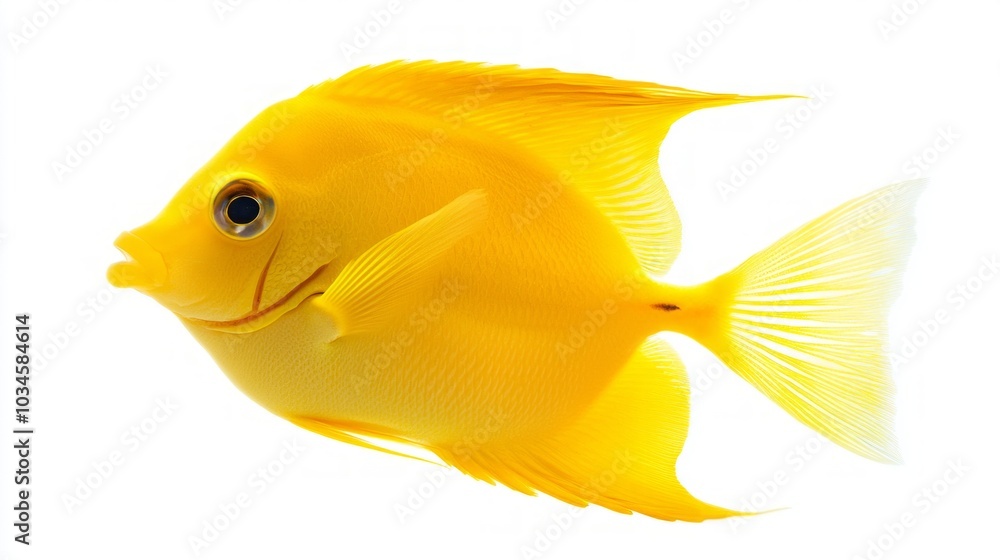 vibrant Yellow Tang showcases its bright yellow color and unique fin shape making it a striking specimen of marine life in a clean isolated setting. vibrant Yellow Tang showcases its bright yellow color and unique fin shape making it a striking specimen of marine life in a clean isolated setting.