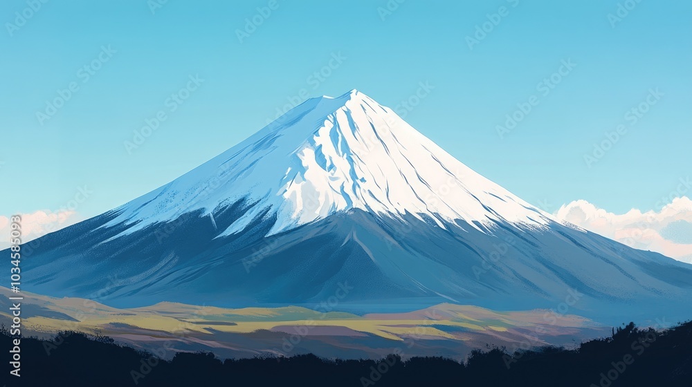 Stunning View of Snowy Mount Fuji Peak Stunning View of Snowy Mount Fuji Peak