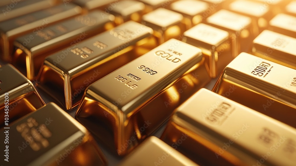 Collection of Gold Bars Stacked for Investment Display Collection of Gold Bars Stacked for Investment Display
