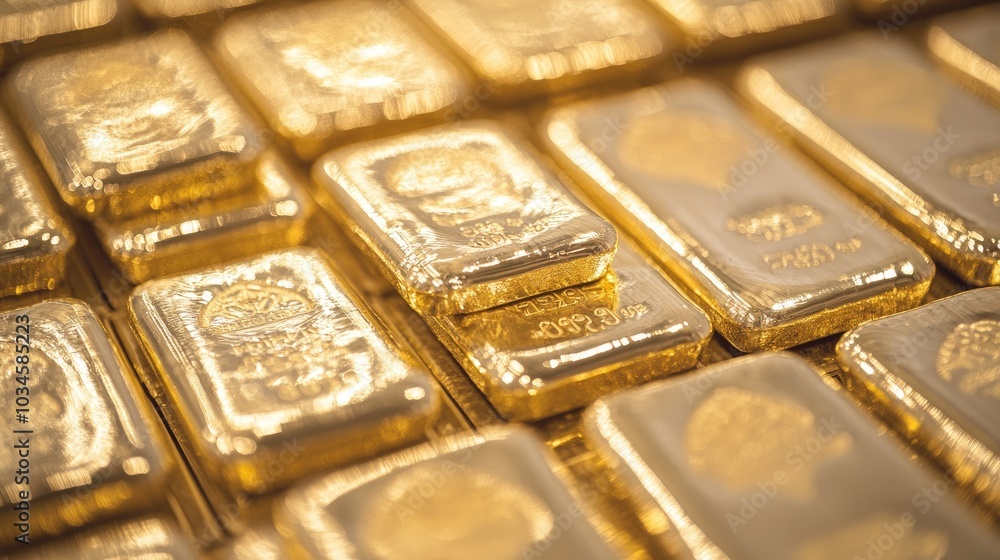 Collection of Gold Bars Overlapping in Storage Collection of Gold Bars Overlapping in Storage