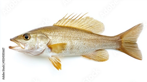 detailed view of an Atlantic Croaker highlighting its distinct coloration and physical characteristics under optimal lighting conditions. photo