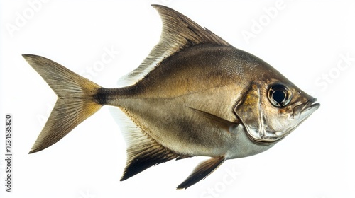 Atlantic Spadefish is displayed against a white background highlighting its distinct shape and coloration. It exemplifies the unique characteristics of this marine species. photo