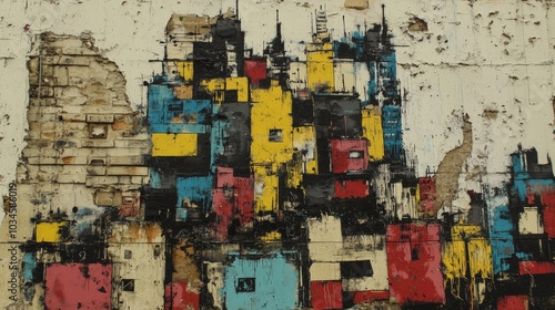 Wallpaper Mural Vibrant Painted Cityscape Artwork on Urban Wall Torontodigital.ca