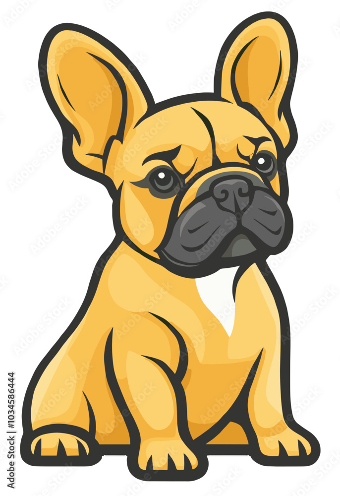 Vector illustration of a sitting French Bulldog with large ears and a serious expression. Perfect for dog lovers, pet-themed designs, and animal illustrations. Vector illustration of a sitting French Bulldog with large ears and a serious expression. Perfect for dog lovers, pet-themed designs, and animal illustrations.