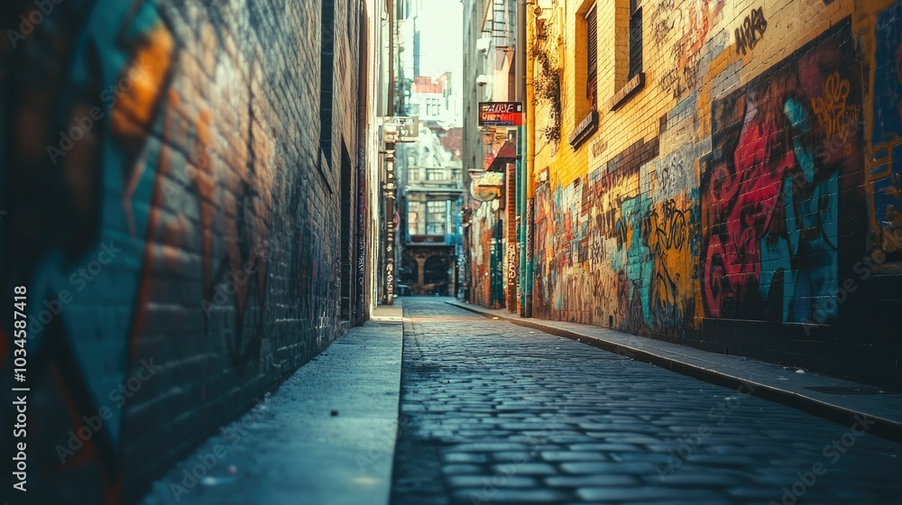 Fototapeta premium Colorful Graffiti on Urban Alley Walls