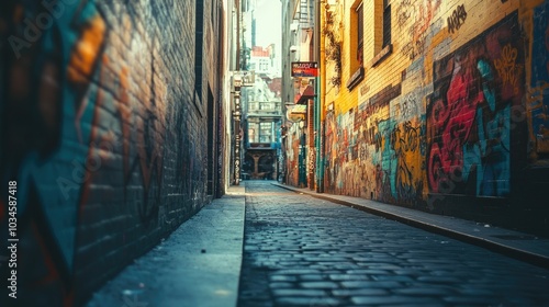 Colorful Graffiti on Urban Alley Walls