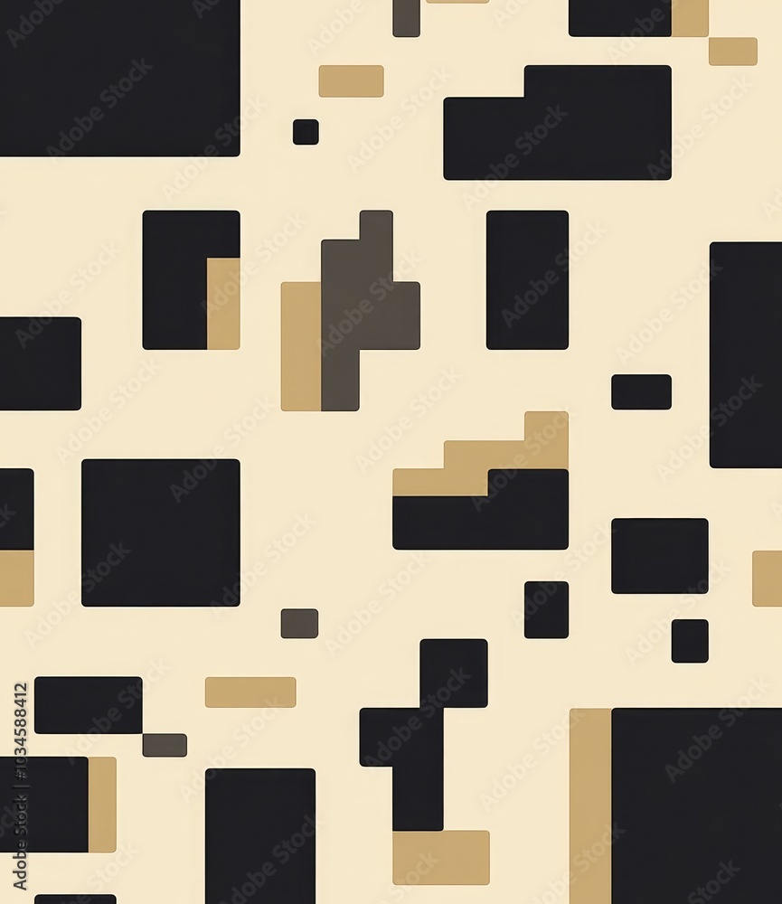 Abstract pattern featuring geometric shapes in neutral colors.
