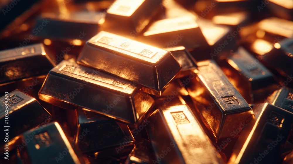 Unevenly Arranged Gold Bars in Warm Light Unevenly Arranged Gold Bars in Warm Light