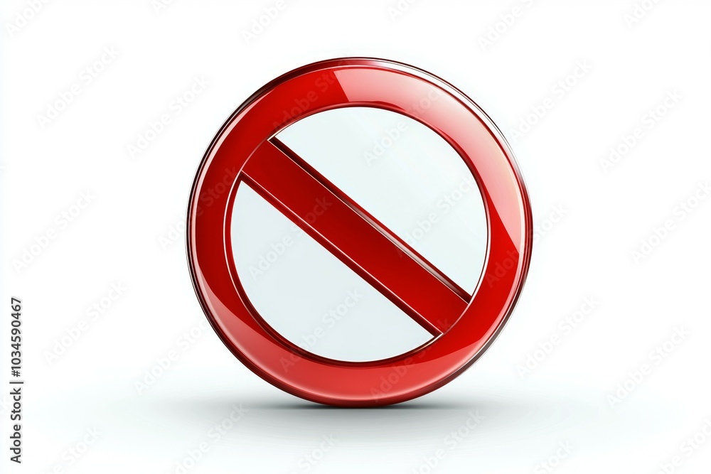 A red and white sign with a red line through it, prohibition sign or symbol A red and white sign with a red line through it, prohibition sign or symbol