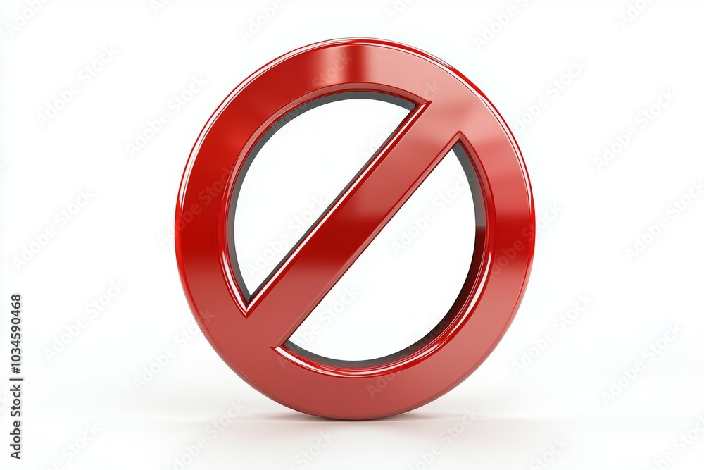 A red circle with a white line through it, prohibition sign or symbol A red circle with a white line through it, prohibition sign or symbol