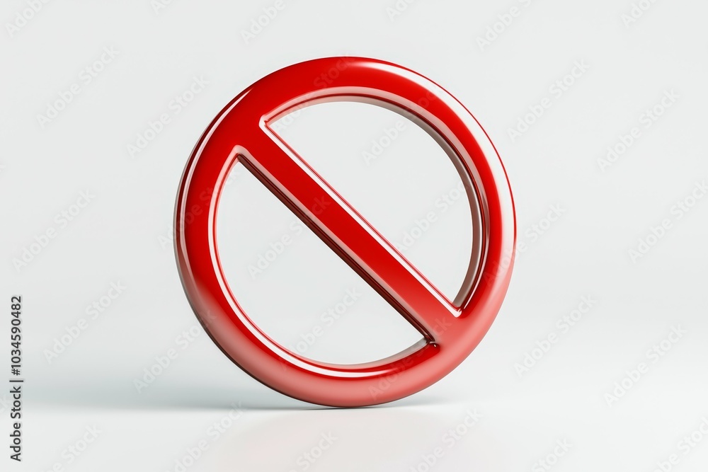 A red circle with a white line through it, prohibition sign or symbol A red circle with a white line through it, prohibition sign or symbol