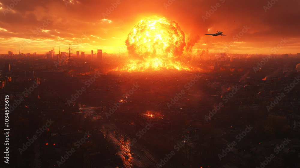 Obraz premium Fury Above the Flames Wings of Destruction and Chaos