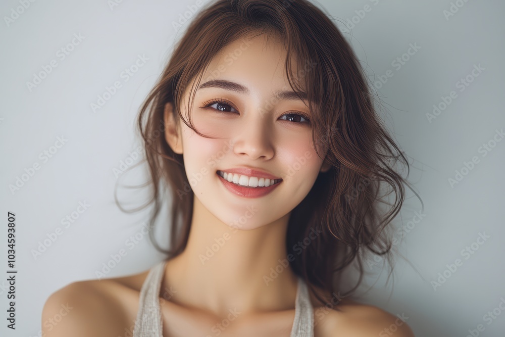 With radiant complexion, an Asian woman exudes elegance and vitality, making her image perfect for skincare and beauty product promotions. With radiant complexion, an Asian woman exudes elegance and vitality, making her image perfect for skincare and beauty product promotions.