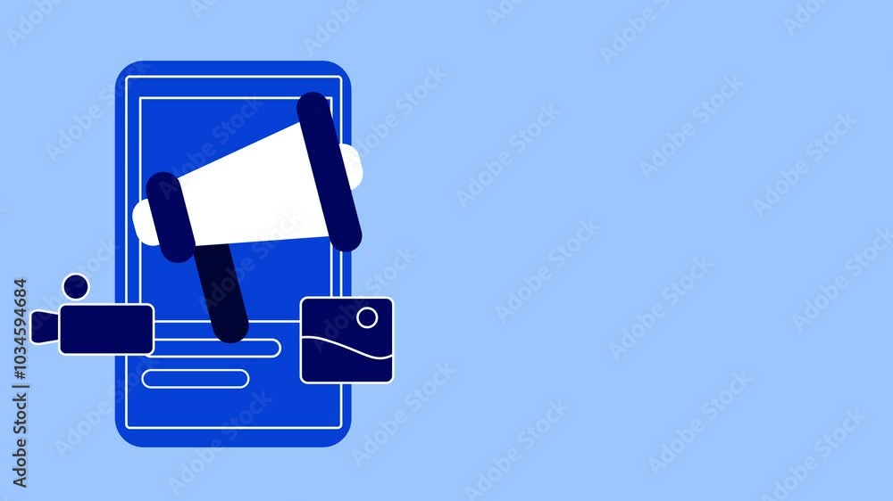 2D digital marketing animation concept with open space 2D digital marketing animation concept with open space