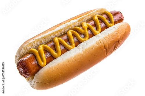 Hot dog in advertising style. Fast food concept. Isolated background, PNG template for the project photo