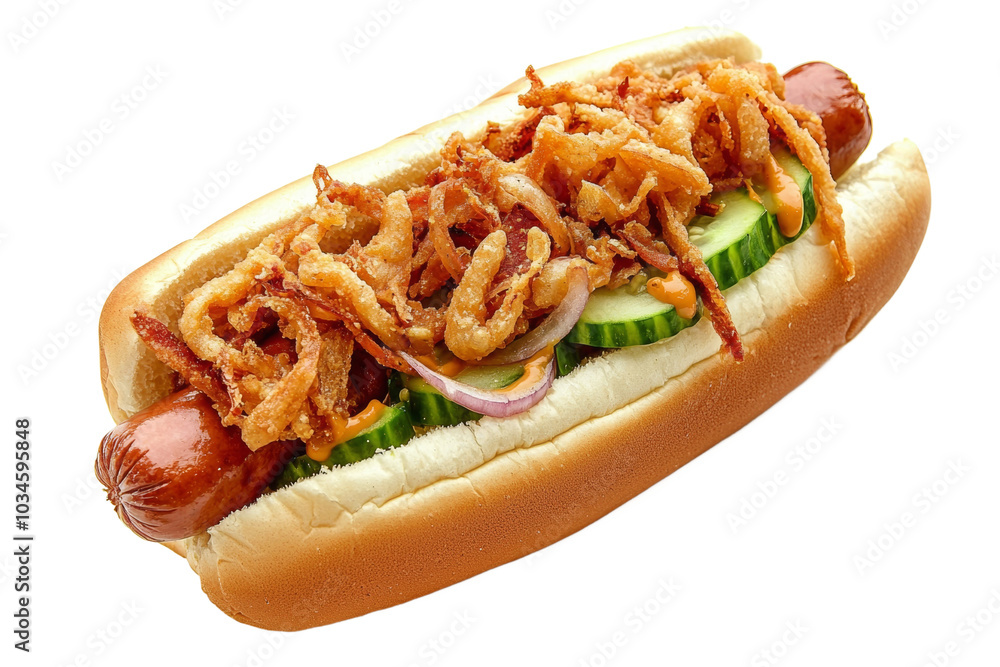 Hot dog in advertising style. Fast food concept. Isolated background, PNG template for the project Hot dog in advertising style. Fast food concept. Isolated background, PNG template for the project