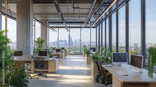 Modern Office Design with City View and Natural Light