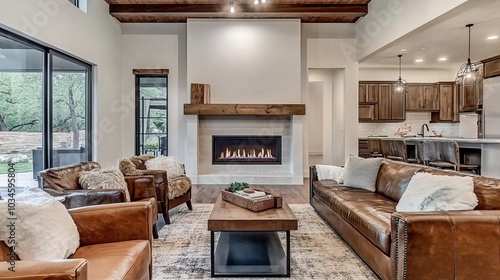 Modern Living Room with Fireplace