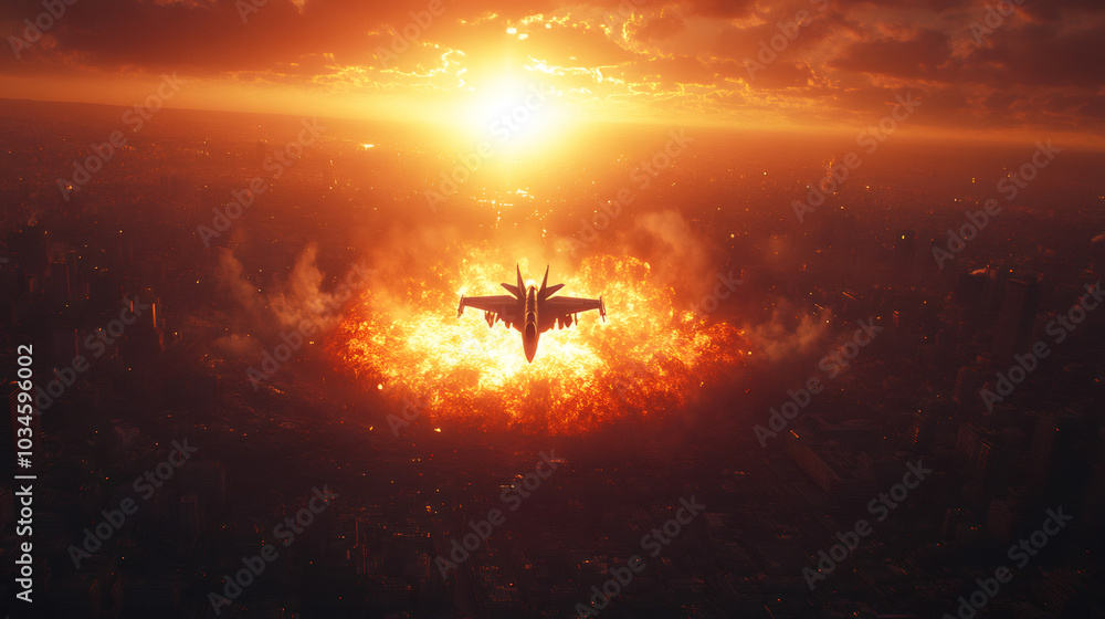 Obraz premium Fury Above the Flames Wings of Destruction and Chaos