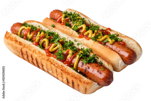 Hot dog in advertising style. Fast food concept. Isolated background, PNG template for the project photo