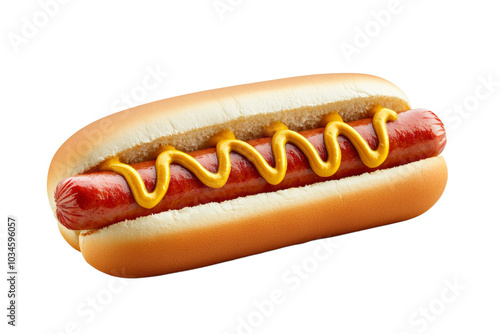 Hot dog in advertising style. Fast food concept. Isolated background, PNG template for the project photo