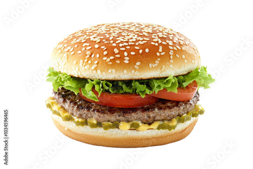 Burger or hamburger on isolated background, PNG template for installation in the project. Fast food advertising