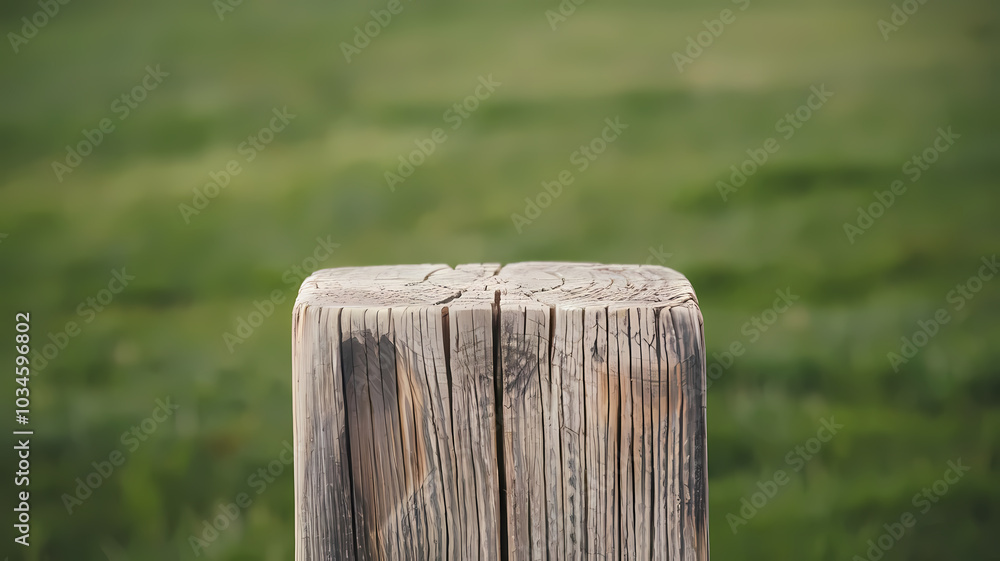 Close-up of a weathered wooden post with a grassy field blurred in the background, showcasing rustic charm and nature. Close-up of a weathered wooden post with a grassy field blurred in the background, showcasing rustic charm and nature.