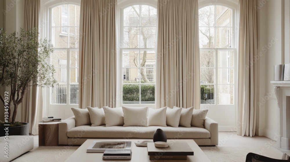 Modern Minimalist Living Room Interior Design with Large Windows and Natural Light Modern Minimalist Living Room Interior Design with Large Windows and Natural Light
