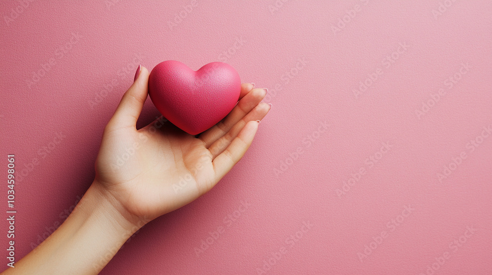 woman's hand gently holds a 3D heart, illuminated against a vibrant, bright background, symbolizing love, compassion, connection, and the power of human touch in a digital world woman's hand gently holds a 3D heart, illuminated against a vibrant, bright background, symbolizing love, compassion, connection, and the power of human touch in a digital world