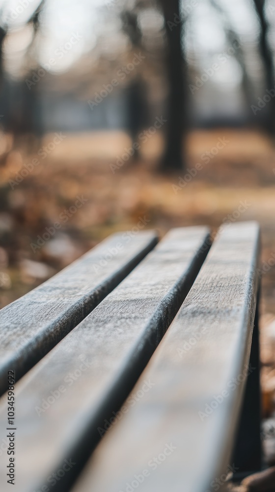 Empty bench standing in the middle of a park during autumn Empty bench standing in the middle of a park during autumn