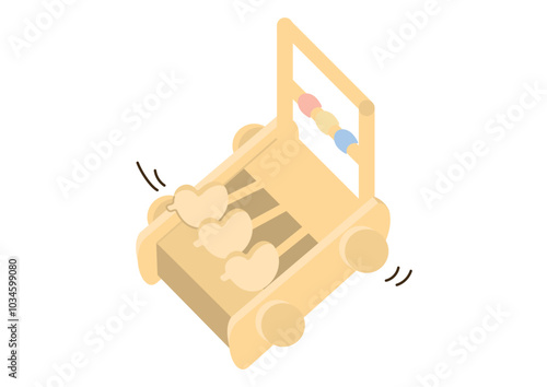 ひよこのついたカタカタ、かたかた、手押し車