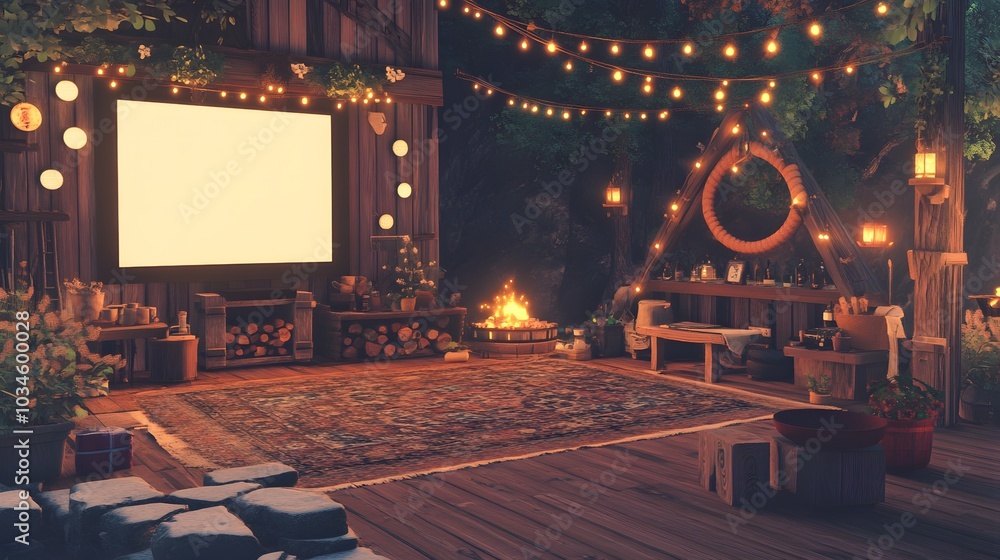 186. A cozy family gathering setup with decor and a space for a product 186. A cozy family gathering setup with decor and a space for a product