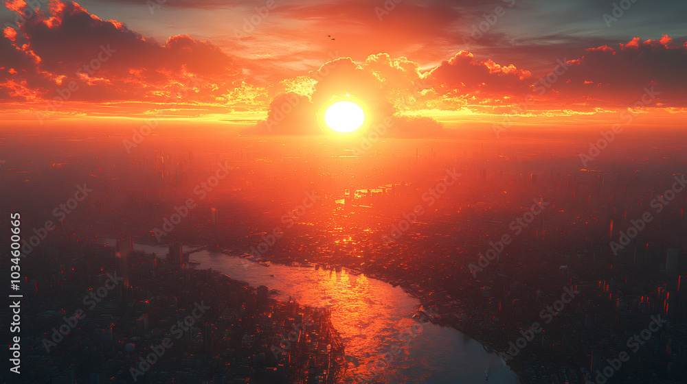 Fototapeta premium Fury Above the Flames Wings of Destruction and Chaos