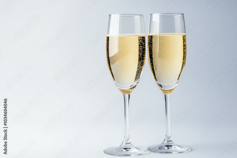 Two champagne glasses are filled with sparkling wine Two champagne glasses are filled with sparkling wine