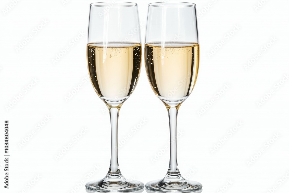 Two wine glasses filled with white wine Two wine glasses filled with white wine