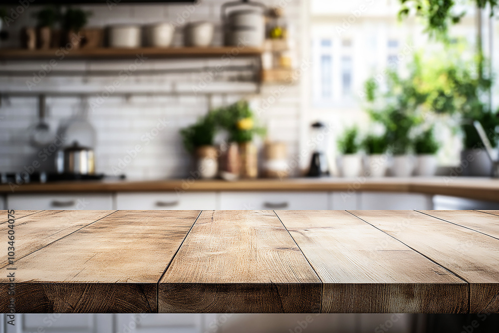 Wood Tabletop with Blurred Kitchen Background – Perfect Mockup for Product Display and Design Layout Wood Tabletop with Blurred Kitchen Background – Perfect Mockup for Product Display and Design Layout