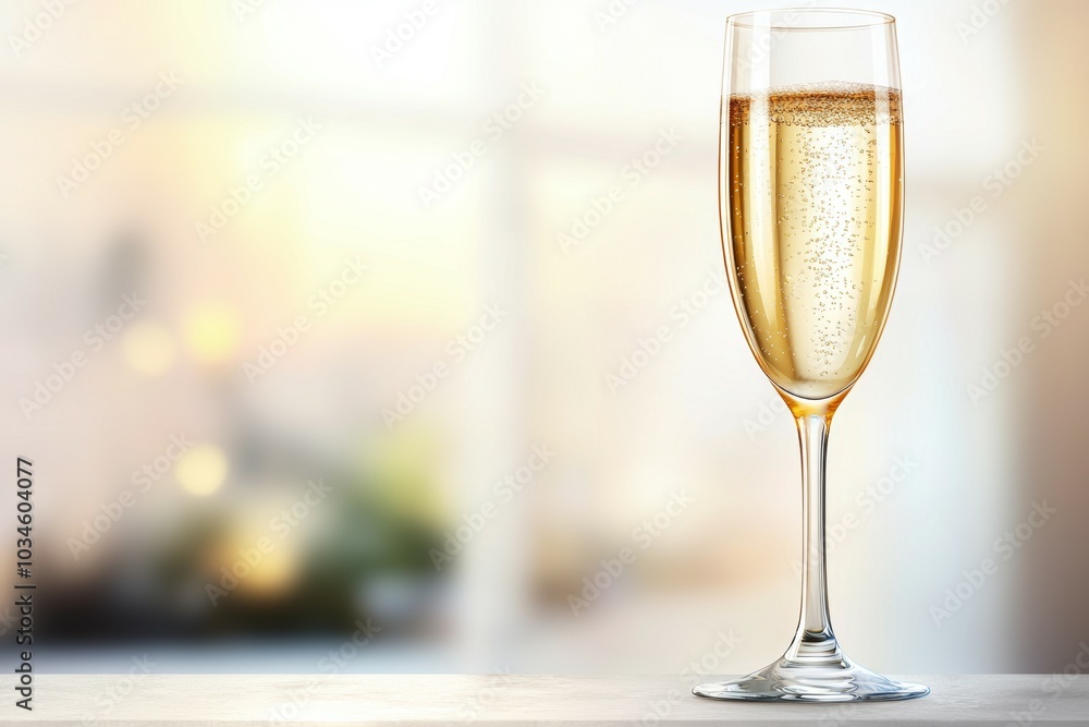 A glass of champagne is sitting on a table A glass of champagne is sitting on a table