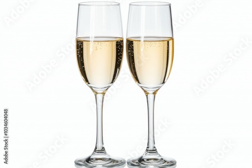 Two wine glasses filled with white wine