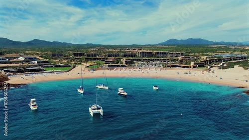 Stunning Beach View with Yachts and Sailboats in Cabo San Lucas, Mexico