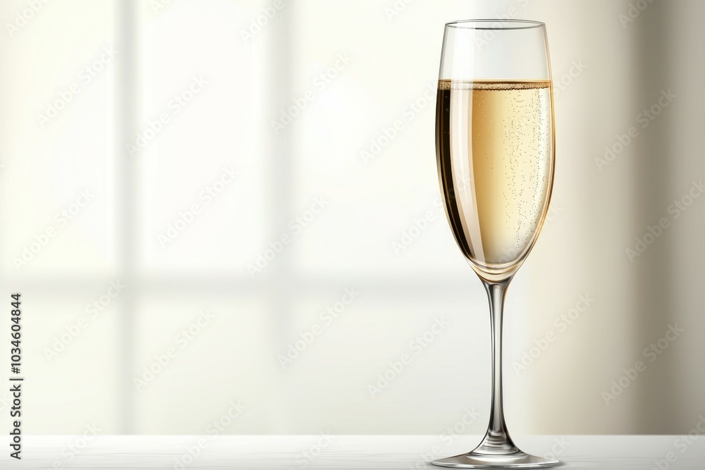 A glass of champagne is sitting on a table A glass of champagne is sitting on a table