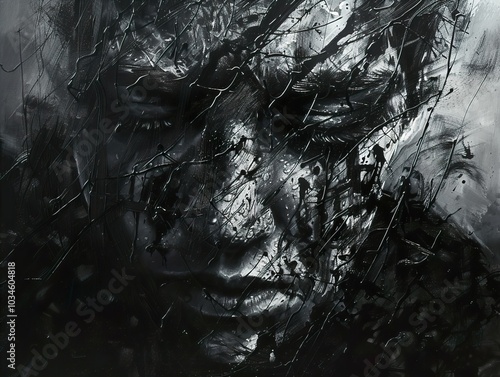 Wallpaper Mural Abstract Portrait: A Study in Black and White Torontodigital.ca