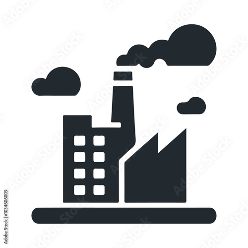 Industrial power chemical factory with pollution vector icon design
