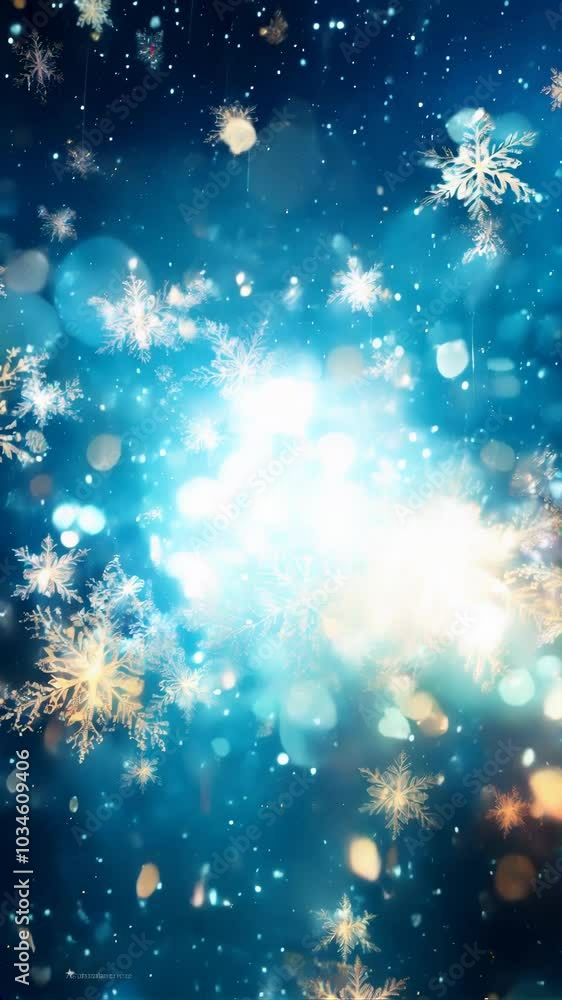 Blue background with snowflakes and bokeh lights. AI. Blue background with snowflakes and bokeh lights. AI.