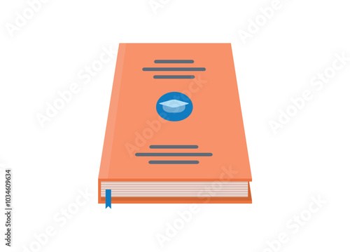 Covered thesis book. Simple flat illustration in perspective view.